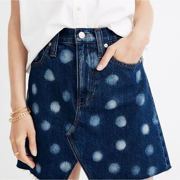 MADEWELL Denim-A-Line Polka Dot Micro and Ultra Mini Denim Skirt - Picture 4 of 11